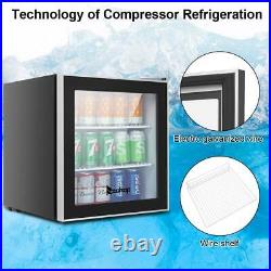 Single Door Mini Fridge Beverage Cooler Refrigerator Dorm Room Party LED Light