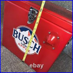 Small busch light apple metal cooler with bottle opener Promo Read