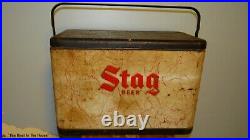 Stag Beer Griesedieck Western Brewery Belleville IL Vtg Metal Cooler Ice Chest