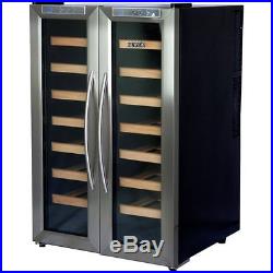 Stainless Steel 32 Bottle Dual-Zone Wine Cooler, French Door Cellar Refrigerator
