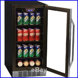 Stainless Steel 80 Can Beverage Cooler Compact Fridge Free-Standing / Built-In
