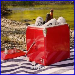 Stainless Steel Retro Cooler, Vintage Metal cooler, Antique Beverage Red Stainless Steel Retro Cooler, Vintage Metal cooler, Antique Beverage Red