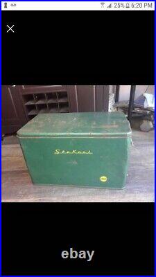 Stakool Ice Chest Cooler Green Vtg Vintage Sexton 1950s Metal Inside and out