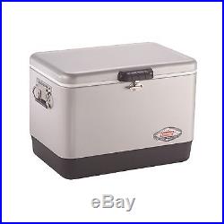 Steel Cooler Coleman Vintage Camping Stainless Steel Outdoor Ice Chest Quart NEW
