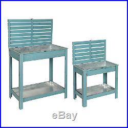 Stowaway Cooler Solid Wood Side Tables, 2 Piece Set, Turquoise