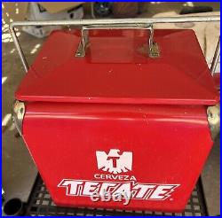 TECATE Cerveza Metal Insulated 6-Pack Travel Ice Chest Cooler