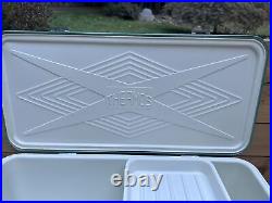 THERMOS, Holiday Ice Chest Cooler, Turquoise LARGE 28x13.5x13 NOT RUSTY, DENTED