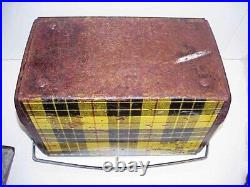 Tartan Yellow Plaid Metal Ice Box Chest Insulated Poloron VTG Picnic Basket