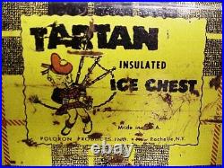 Tartan Yellow Plaid Metal Ice Box Chest Insulated Poloron VTG Picnic Basket