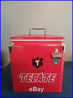 Tecate beer metal ice chest can bottles vintage retro style cerveza new mib