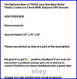 The National Beer of TEXAS Lone Star Beer Metal & Plastic Cooler Ice Chest NEW