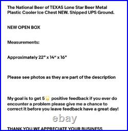 The National Beer of TEXAS Lone Star Beer Metal & Plastic Cooler Ice Chest NEW