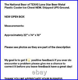 The National Beer of TEXAS Lone Star Beer Metal & Plastic Cooler Ice Chest NEW