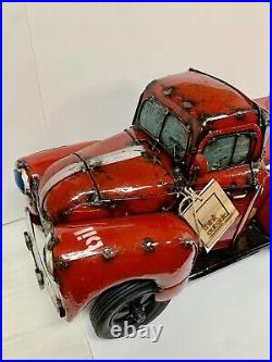 Think Outside THE BIG RED PICKUP TRUCKCooler Metal Art By Aaron Jackson NWT