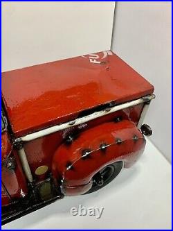 Think Outside THE BIG RED PICKUP TRUCKCooler Metal Art By Aaron Jackson NWT