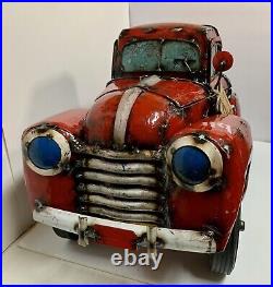 Think Outside THE BIG RED PICKUP TRUCKCooler Metal Art By Aaron Jackson NWT