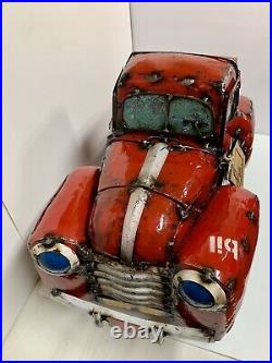 Think Outside THE BIG RED PICKUP TRUCKCooler Metal Art By Aaron Jackson NWT