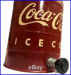 Tin Ice Cold Thermos w Spout Vintage Old Metal Cooler For Coca Cola Soda OA 027