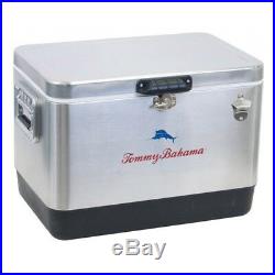 Tommy Bahama 54 Quart 85 Can Capacity Portable Stainless Steel Cooler, Silver
