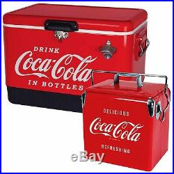 Two Coca-Cola Retro Coolers 54 Qt Ice Chest Portable Red Metal Coke