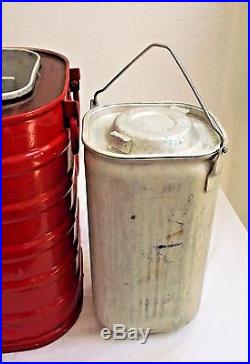 US Knapp-Monarch Co Vintage 1953 Red Metal Ice Chest/Cooler withDry Ice Bucket GC