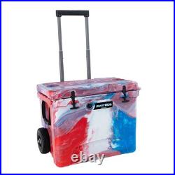 USA Made Camo 60qt Cooler with Wheels and Retractable Handle Frosted Frog