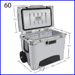 USA Made Camo 60qt Cooler with Wheels and Retractable Handle Frosted Frog