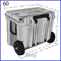 USA Made Camo 60qt Cooler with Wheels and Retractable Handle Frosted Frog
