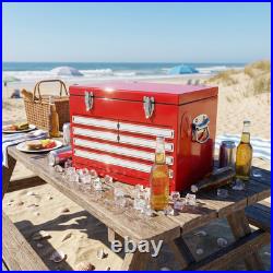 Unique Gift for Dad Red Metal Cooler 20L/21Qt Vintage Style Man Cave Ice Chest