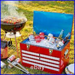 Unique Gift for Dad Red Metal Cooler 20L/21Qt Vintage Style Man Cave Ice Chest