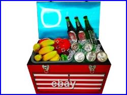Unique Gift for Dad Red Metal Cooler 20L/21Qt Vintage Style Man Cave Ice Chest
