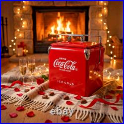 Unique Valentine's Gift for Him Coca-Cola 14Qt Metal Cooler Retro Coke Soda Box