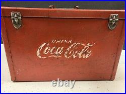 Unusual Vintage 1950s COCA COLA Soda Pop Metal Picnic Cooler Chest