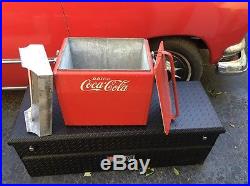 Very Cool- Original Vintage Coca-cola Metal Cooler With Tray & Bottle Opener