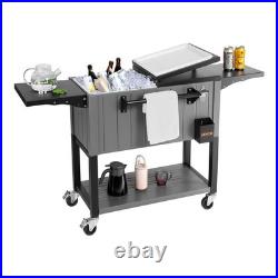 VEVOR 80QT Rolling Ice Chest on Wheels Party Drink Cooler Cart with Side Shelves