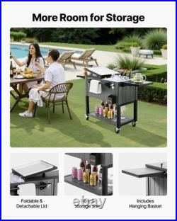 VEVOR 80QT Rolling Ice Chest on Wheels Party Drink Cooler Cart with Side Shelves
