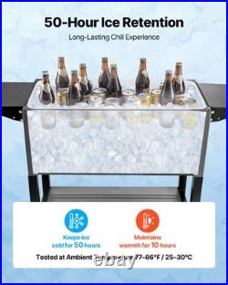VEVOR 80QT Rolling Ice Chest on Wheels Party Drink Cooler Cart with Side Shelves