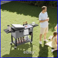 VEVOR 80QT Rolling Ice Chest on Wheels Party Drink Cooler Cart with Side Shelves