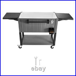 VEVOR 80QT Rolling Ice Chest on Wheels Party Drink Cooler Cart with Side Shelves