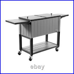 VEVOR 80QT Rolling Ice Chest on Wheels Party Drink Cooler Cart with Side Shelves