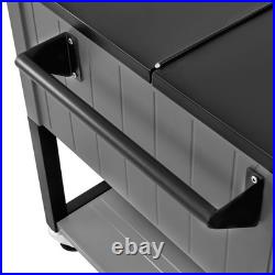 VEVOR 80QT Rolling Ice Chest on Wheels Party Drink Cooler Cart with Side Shelves