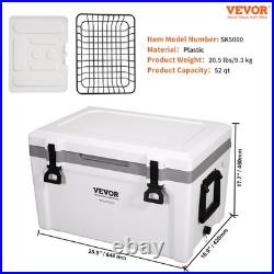 VEVOR Hard Cooler Insulated Portable Cooler 52 Quart 50-Can Capacity Ice Chest