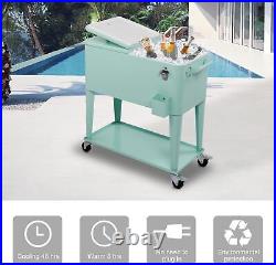 VINGLI 80 Quart Green Portable Rolling Ice Chest with Shelf Beverage Pool
