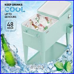 VINGLI 80 Quart Rolling Ice Chest, Portable Patio Party Bar Drink Cooler Cart