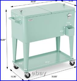 VINGLI 80 Quart Rolling Ice Chest, Portable Patio Party Bar Drink Cooler Cart