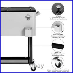 VINGLI 80 Quart Rolling Ice Chest, Portable Patio Party Bar Drink Cooler Cart A