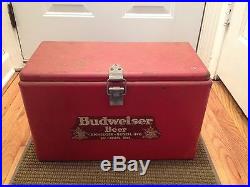 Vintage 1950's Budweiser Beer Metal Cooler Picnic Camping Tailgating Party