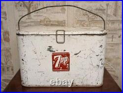 VINTAGE 1950's 7up Metal Bottle Cooler WHITE Progress Refrigerator Co Kentucky