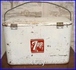 VINTAGE 1950's 7up Metal Bottle Cooler WHITE Progress Refrigerator Co Kentucky