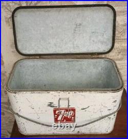 VINTAGE 1950's 7up Metal Bottle Cooler WHITE Progress Refrigerator Co Kentucky